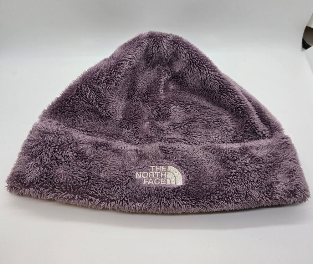 The North Face Winter Fleece Hat Purple Plush Warm Soft Beanie Youth Junior Med